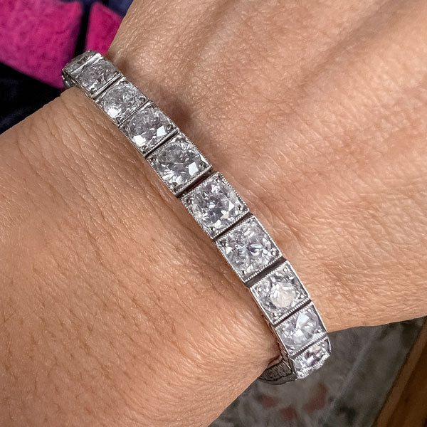 Vintage Diamond Straightline Tennis Bracelet sold by Doyle and Doyle an antique and vintage jewelry boutique