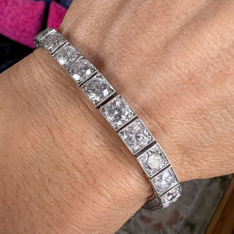 Vintage Diamond Straightline Tennis Bracelet sold by Doyle and Doyle an antique and vintage jewelry boutique
