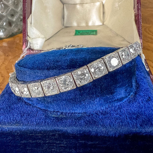 Vintage Diamond Straightline Tennis Bracelet sold by Doyle and Doyle an antique and vintage jewelry boutique