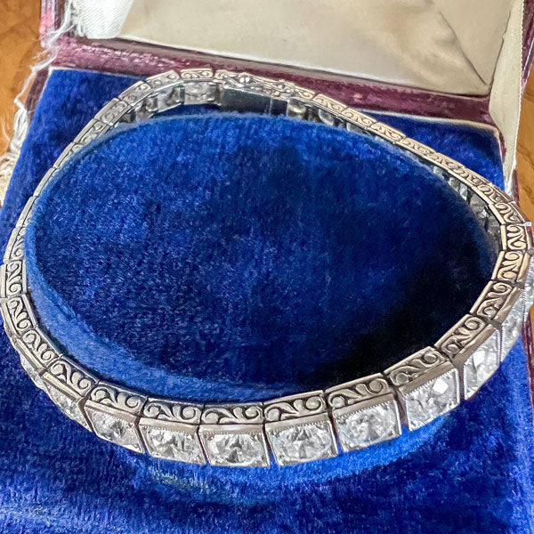 Vintage Diamond Straightline Tennis Bracelet sold by Doyle and Doyle an antique and vintage jewelry boutique
