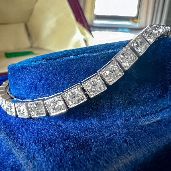 Vintage Diamond Straightline Tennis Bracelet sold by Doyle and Doyle an antique and vintage jewelry boutique