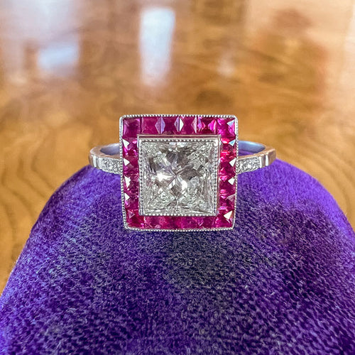 Diamond & Ruby Engagement Ring, 1.01ct sold by Doyle and Doyle an antique and vintage jewelry boutique