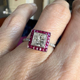 Diamond & Ruby Engagement Ring, 1.01ct sold by Doyle and Doyle an antique and vintage jewelry boutique