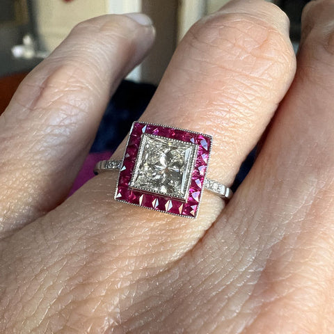 Diamond & Ruby Engagement Ring, 1.01ct sold by Doyle and Doyle an antique and vintage jewelry boutique