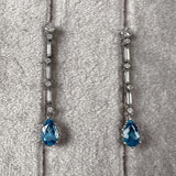 Art Deco Diamond and Aquamarine Drop Earrings, from Doyle & Doyle antique and vintage jewelry