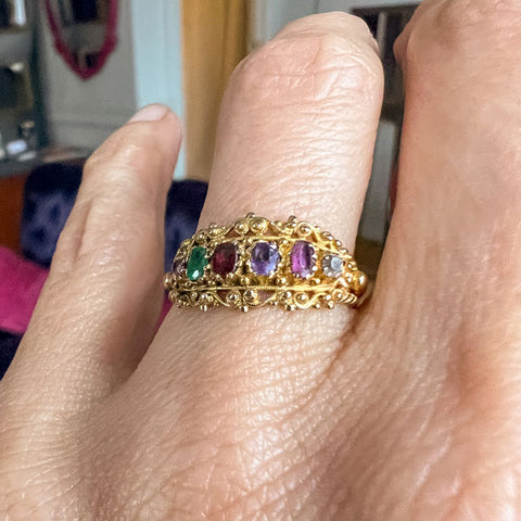 Antique Georgian Gemstone Acrostic Regard Ring, from Doyle & Doyle antique and vintage jewelry boutique