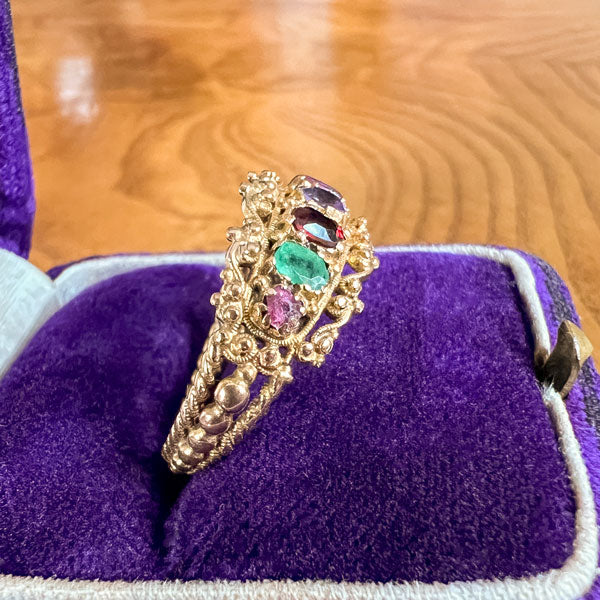 Antique Georgian Gemstone Acrostic Regard Ring, from Doyle & Doyle antique and vintage jewelry boutique