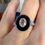 Oval Rose Cut Diamond & Black Onyx Ring sold by Doyle and Doyle an antique and vintage jewelry boutique