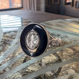 Oval Rose Cut Diamond & Black Onyx Ring sold by Doyle and Doyle an antique and vintage jewelry boutique