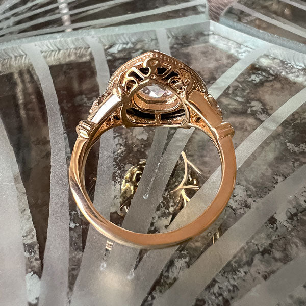 Pear Shaped Rose cut Diamond & Black Onyx Ring sold by Doyle and Doyle an antique and vintage jewelry boutique