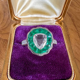 Pear Shaped Rose Cut Diamond & Emerald Ring sold by Doyle and Doyle an antique and vintage jewelry boutique