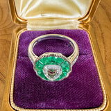 Pear Shaped Rose Cut Diamond & Emerald Ring sold by Doyle and Doyle an antique and vintage jewelry boutique