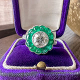 Old Mine Cut Diamond & Emerald Ring sold by Doyle and Doyle an antique and vintage jewelry boutique