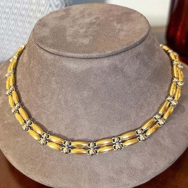 Vintage Two Tone Gold Collar Necklace signed Chimento, from Doyle & Doyle antique and vintage jewelry boutique