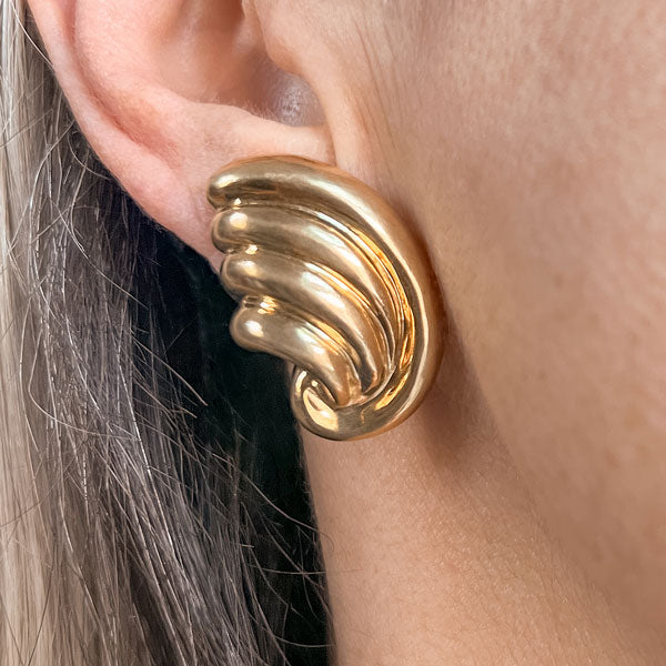 Vintage Ridged Earrings sold by Doyle and Doyle an antique and vintage jewelry boutique