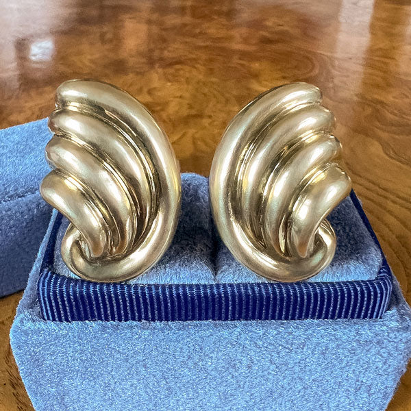 Vintage Ridged Earrings sold by Doyle and Doyle an antique and vintage jewelry boutique