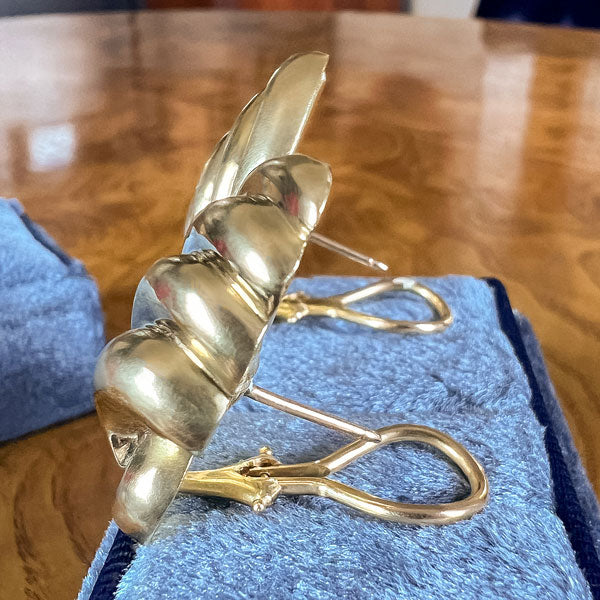 Vintage Ridged Earrings sold by Doyle and Doyle an antique and vintage jewelry boutique