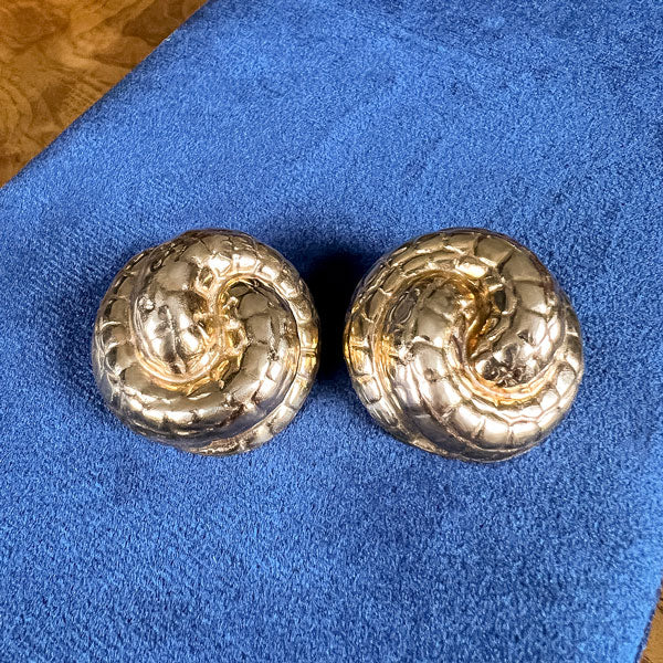 Vintage Gold Textured Knot Button Earrings, from Doyle & Doyle antique and vintage jewelry boutique