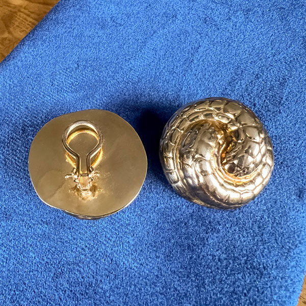 Vintage Gold Textured Knot Button Earrings, from Doyle & Doyle antique and vintage jewelry boutique