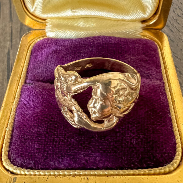 Art Nouveau Style Lady Profile Ring sold by Doyle and Doyle an antique and vintage jewelry boutique