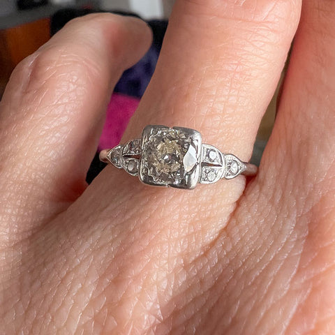 Art Deco Diamond Engagement Ring, 0.45ct. sold by Doyle and Doyle an antique and vintage jewelry boutique