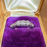 Vintage Three Stone Diamond Ring, RBC 0.20 ctw. sold by Doyle and Doyle an antique and vintage jewelry boutique