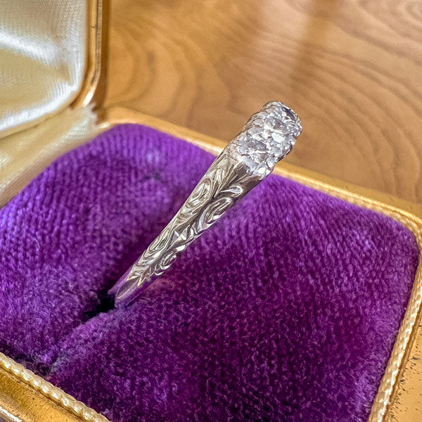 Vintage Three Stone Diamond Ring, RBC 0.20 ctw. sold by Doyle and Doyle an antique and vintage jewelry boutique