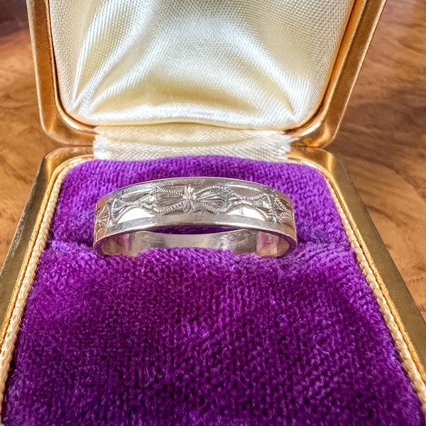 Vintage Patterned Band Ring sold by Doyle and Doyle an antique and vintage jewelry boutique