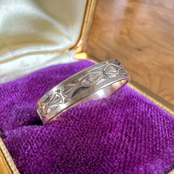 Vintage Patterned Band Ring sold by Doyle and Doyle an antique and vintage jewelry boutique