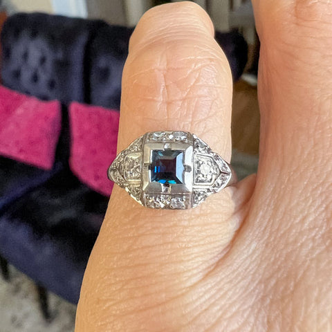 Art Deco Sapphire & Diamond Ring, from Doyle & Doyle antique and vintage jewelry boutique