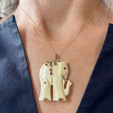 Vintage Emerald, Sapphire & Ruby Elephant Pendant sold by Doyle and Doyle an antique and vintage jewelry boutique