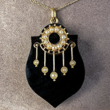 Victorian Carved Onyx & Pearl Pendant with Locket Back, from Doyle & Doyle antique and vintage jewelry boutique