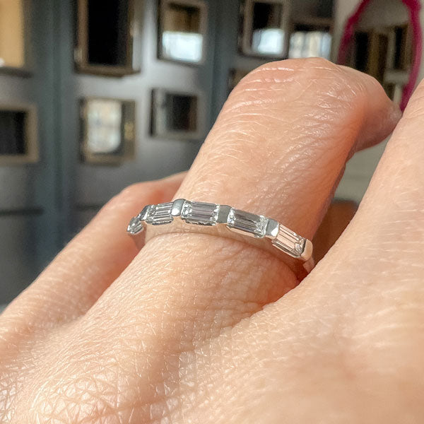 Vintage Baguette Diamond Wedding Band sold by Doyle and Doyle an antique and vintage jewelry boutique