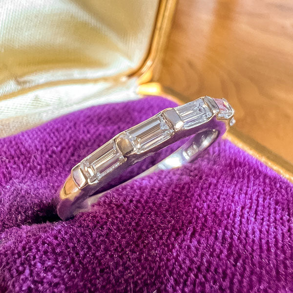 Vintage Baguette Diamond Wedding Band sold by Doyle and Doyle an antique and vintage jewelry boutique