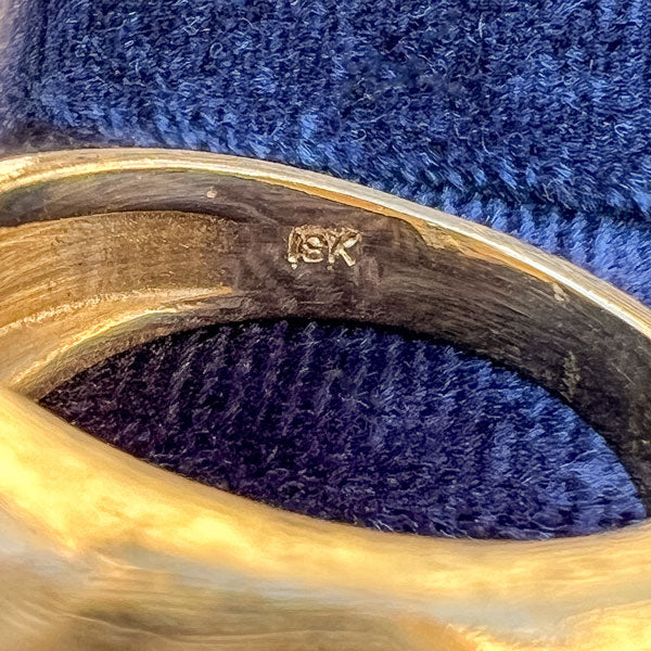 Vintage Emerald & Diamond Ring in textured gold, from Doyle & Doyle an antique and vintage jewelry boutique