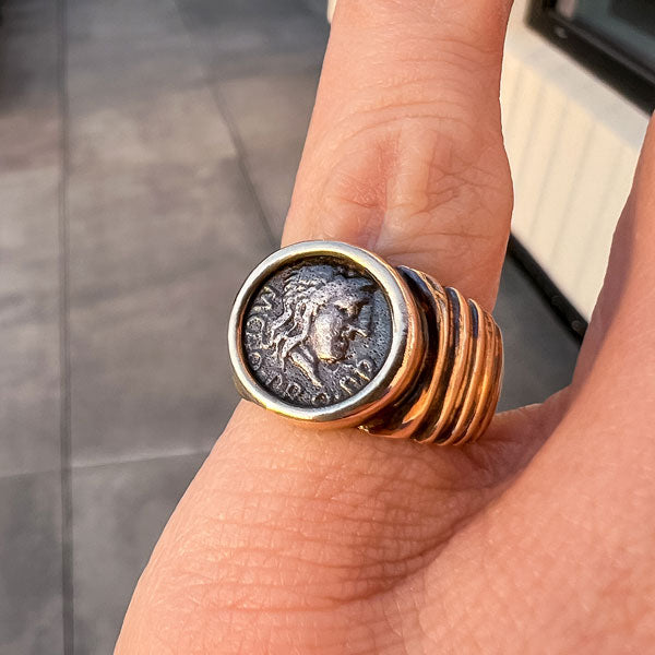 Vintage Coin Ring sold by Doyle and Doyle an antique and vintage jewelry boutique