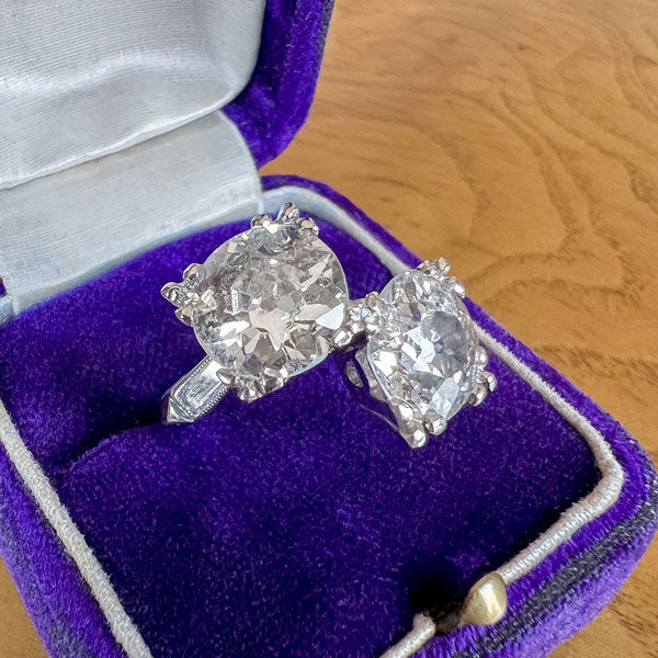 Vintage Twin Stone Engagement Ring, 4.82ctw. sold by Doyle and Doyle an antique and vintage jewelry boutique