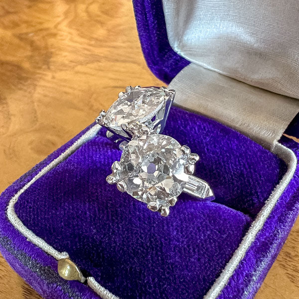 Vintage Twin Stone Engagement Ring, 4.82ctw. sold by Doyle and Doyle an antique and vintage jewelry boutique