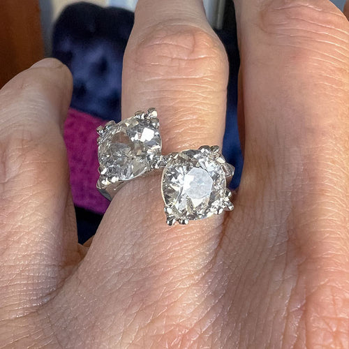 Vintage Twin Stone Engagement Ring, 4.82ctw. sold by Doyle and Doyle an antique and vintage jewelry boutique