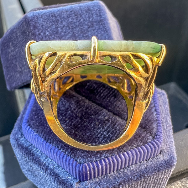 Vintage Carved Jade Bat Ring sold by Doyle and Doyle an antique and vintage jewelry boutique