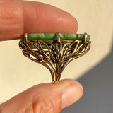 Vintage Carved Jade Bat Ring sold by Doyle and Doyle an antique and vintage jewelry boutique