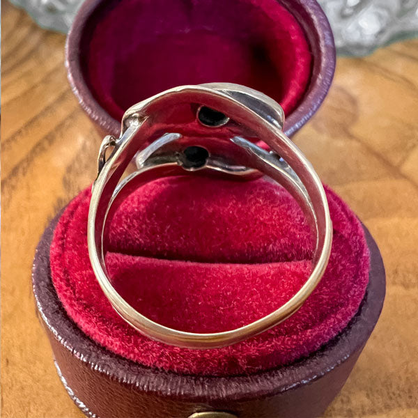 Vintage Bloodstone & Diamond Twin Snake Ring sold by Doyle and Doyle an antique and vintage jewelry boutique 