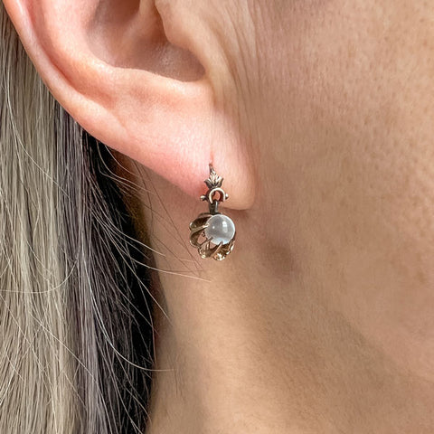 Victorian Moonstone Drop Earrings sold by Doyle and Doyle an antique and vintage jewelry boutique