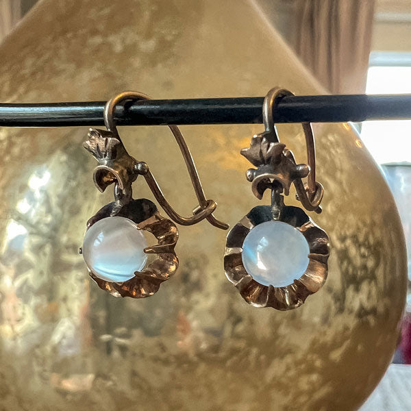 Victorian Moonstone Drop Earrings sold by Doyle and Doyle an antique and vintage jewelry boutique
