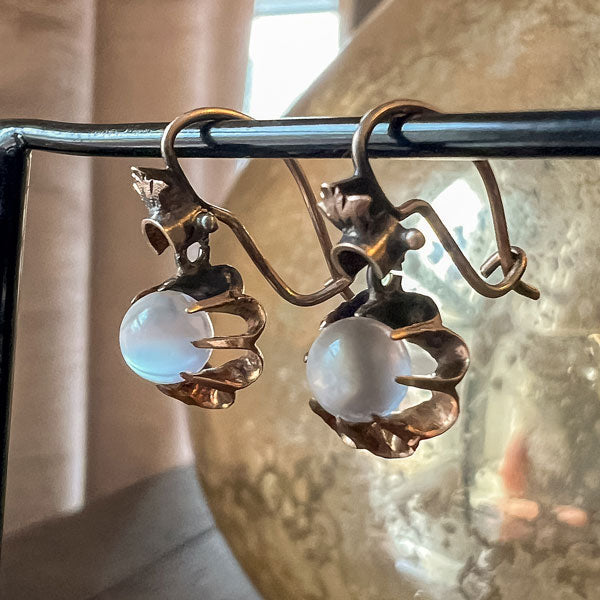 Victorian Moonstone Drop Earrings sold by Doyle and Doyle an antique and vintage jewelry boutique