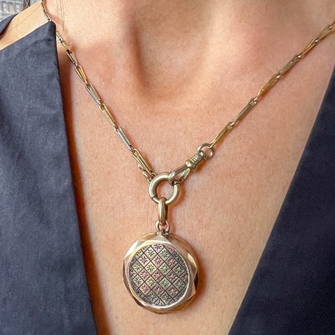 Victorian Checkerboard Locket Pendant