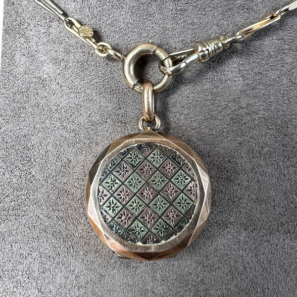 Antique Victorian Checkerboard Locket Pendant, from Doyle & Doyle an antique and vintage jewelry boutique