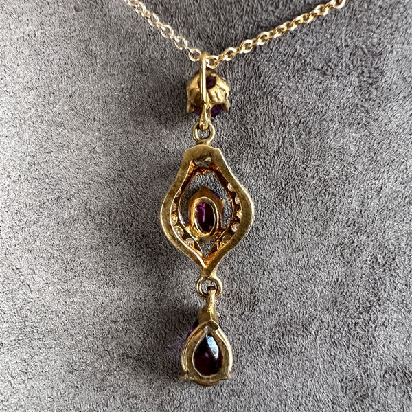 Vintage Amethyst & Diamond Pendant sold by Doyle and Doyle an antique and vintage jewelry boutique