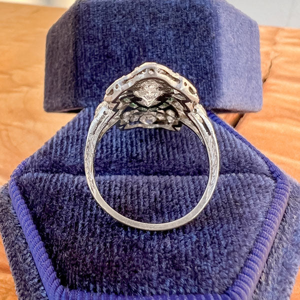 Art Deco Diamond & Emerald Dinner Ring sold by Doyle and Doyle an antique and vintage jewelry boutique