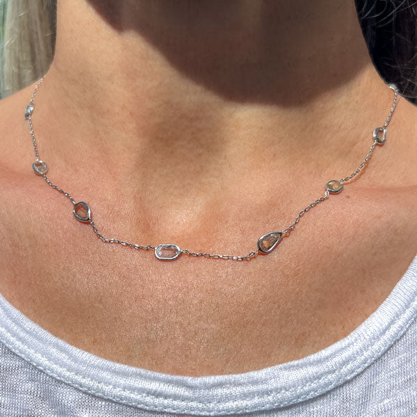 Vintage Diamond by the Yard Chain Necklace sold by Doyle and Doyle an antique and vintage jewelry boutique